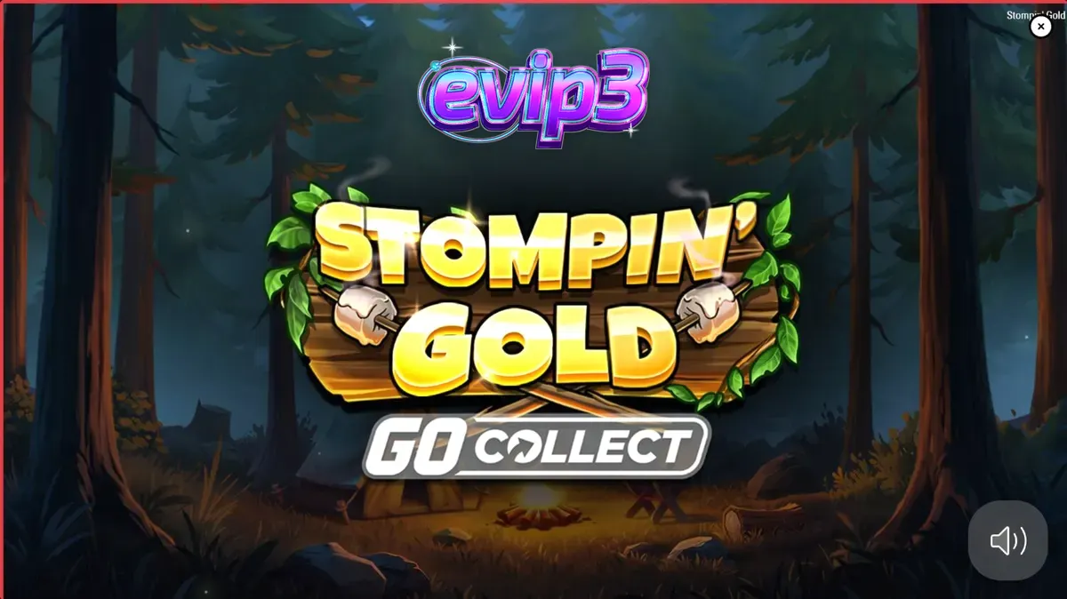 Tampilan visual slot Stompin’ Gold GO Collect dengan tema petualangan hutan dan yeti.